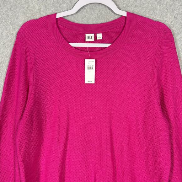 Gap Sweater Womens Large Pink Waffle Textured Preppy Classic Casual Basic Career - Picture 3 of 12